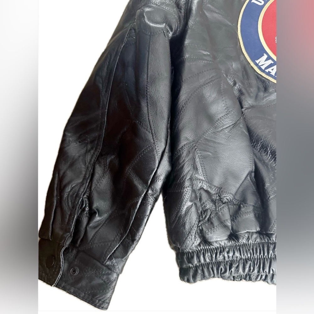 Vintage Genuine Leather Bomber Jacket XL Oversized American Legion Back Black - Picture 11 of 16